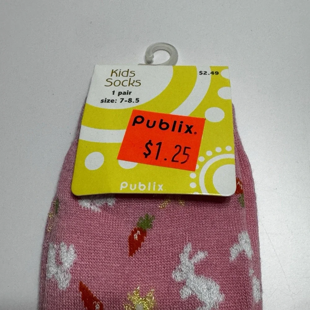 Lot 7 Easter Novelty Chick Print Crew Long Socks Various Sz 7-11 Egg Fun